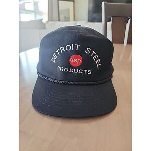 Vtg Detroit Steel Products Hat Cap Mens Black Snapback‎